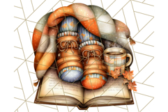 Autumn Library Clipart PNG, Cozy Fall Book Art Product Image 4