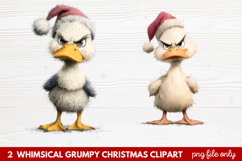 2 Whimsical Grumpy Christmas Clipart | Funny Grumpy Holiday Product Image 1