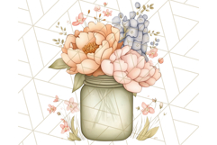 Flowers in Glass Jars PNG, Rustic Floral Watercolor Clipart Product Image 4