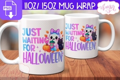 Waiting for Halloween mug wrap PNG, Cute Ghost mug PNG Product Image 2