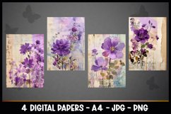 4 Beautiful Flowers Digital Papers I Junk Journal Pages Product Image 2
