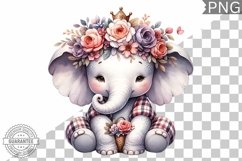 Floral Crown Elephant Sublimation - Clipart Bundle Product Image 4