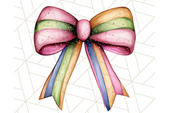 Watercolor Summer Bow Clipart PNG, Coquette Bright Bow Png Product Image 4