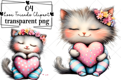Whimsical Love Friends Clipart Watercolor PNG Product Image 1