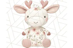 Pink Floral Stuffed Animal Clipart PNG, Cute Stuffed Animals Product Image 4