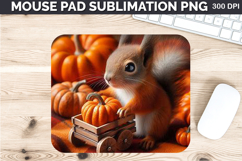 Watercolor Squirrel Mouse Pad Sublimation - Thanksgiving PNG Product Image 1