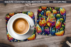 Tropical Drink Coaster Sublimation,Summer Coaster PNG Design Product Image 1