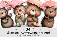 Whimsical Easter Animals Clipart Watercolor png Product Image 1