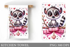 Cute Lemur Kitchen Towel. Valentines Kitchen Towel Design Product Image 1