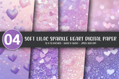 Soft Lilac Sparkle Heart Digital Paper Product Image 1