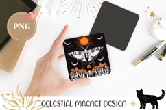 Mushrooms Magnet Print, Celestial Moon Magnet Sublimation Product Image 1