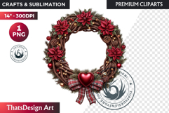 Traditional Christmas Clipart PNG, xmas sublimation, santa Product Image 1