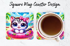 Cat Mug coaster | Coaster | Sublimation Design Product Image 1