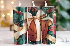 Merry Basketball Tumbler Wrap | Christmas Wrap Product Image 1