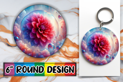 Whimsical Round Keychain Sublimation, 3D Flower Product Image 1