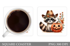 Halloween Raccoon Coaster. Halloweens Coaster Design Product Image 1