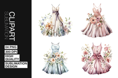 Floral Dress Art Clipart PNG Product Image 1