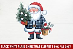 Black White Plaid Christmas clipart PNG Product Image 1