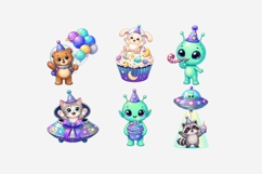 UFO Birthday Clipart | 11 PNG Files | Cute Space Birthday Product Image 2