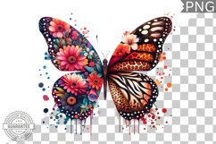 Vibrant Floral Butterfly Sublimation - Clipart PNG Design Product Image 1