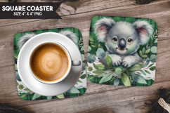 koala, Wild Animals, Buffalo Plaid Square Coaster PNG Product Image 1