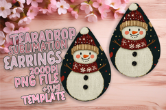 Stylish Teardrop Earrings Sublimation Template , Snowman Product Image 1