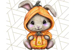 Halloween Bunny Clipart, Cute Bunnies in Costumes PNG Product Image 4