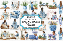 Blue Cozy Spring Home Clipart Bundle PNG Product Image 1