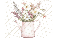 Watering Can Flowers PNG, Rustic Floral Watercolor Clipart Product Image 5