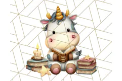 Magical Bookish Unicorn PNG Clipart Reading Books & Stories Product Image 4
