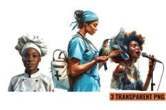 Watercolor Black Women Clipart, PNG Product Image 1