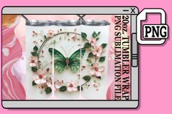 Butterfly with Flowers Tumbler Wrap - 20oz Spring 3D Product Image 1