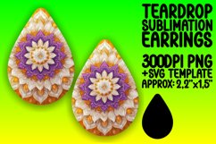 Unique Teardrop Earrings Sublimation Design , Mandala Product Image 1