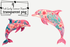 Pink Girly Summer Clipart Watercolor PNG Product Image 1