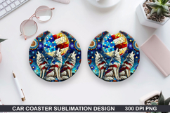 Dog Car Coaster Sublimation, 4th Of July Coaster PNG Product Image 1