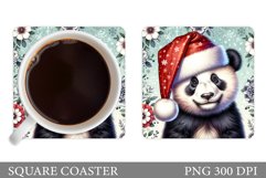 Christmas Panda Coaster. Christmas Coaster Sublimation Product Image 1