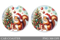 Cute Squirrel Car Coaster. Christmas Car Coaster Design Product Image 1
