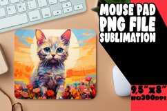 Adorable Cat and Flowers Mouse Pad Design PNG Product Image 1