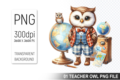 Teacher Owl Clipart PNG, Cute Owl, Digital Download File Product Image 1