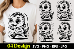 Cute Running Dino SVG PNG Product Image 1
