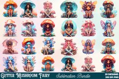 Glitter Mushroom Fairy Sublimation Clipart Bundle Product Image 1