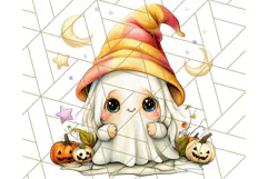 Spooky Cute Halloween Gnome PNG Clipart, Witch Ghost Bat Product Image 4