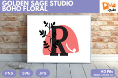 Golden Sage Studio Boho Floral Monogram Product Image 1