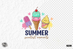 Watercolor Summer Ice Creams Clipart Product Image 1