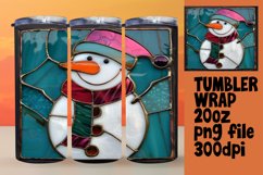 Stained Glass Snowman Wrap for 3D Tumblers Product Image 1