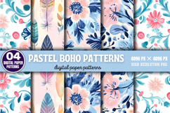 Pastel Boho Digital Paper Patterns Bundle PNG Product Image 10