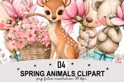 Spring Animals Clipart Watercolor Clipart png Product Image 1