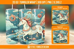 Unicorn Milkyway Tumbler Wrap Designs, Sublimation Wrap Product Image 1