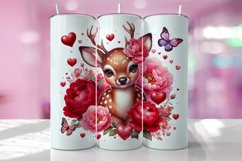 Valentine's Day Deer Tumbler Wrap Sublimation Design Product Image 1