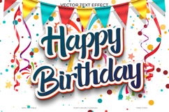 Happy Birthday Text Effect 3D Vector EPS File Product Image 1